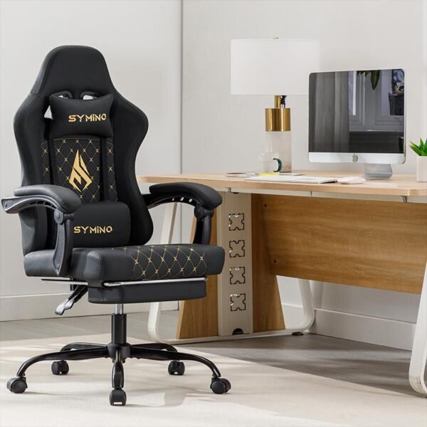 Symino Ergonomic Gaming Chair – Adjustable Swivel Chair with Footrest for Comfortable Gaming - Image 4